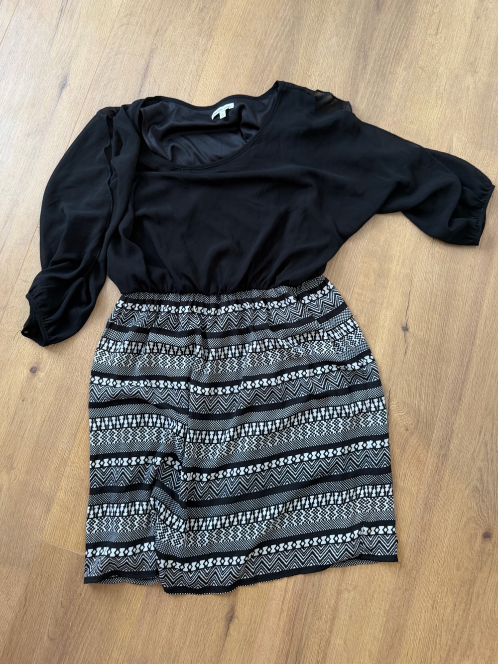 Charlotte Russe Black Top with Black & White Patterned Skirt Dress